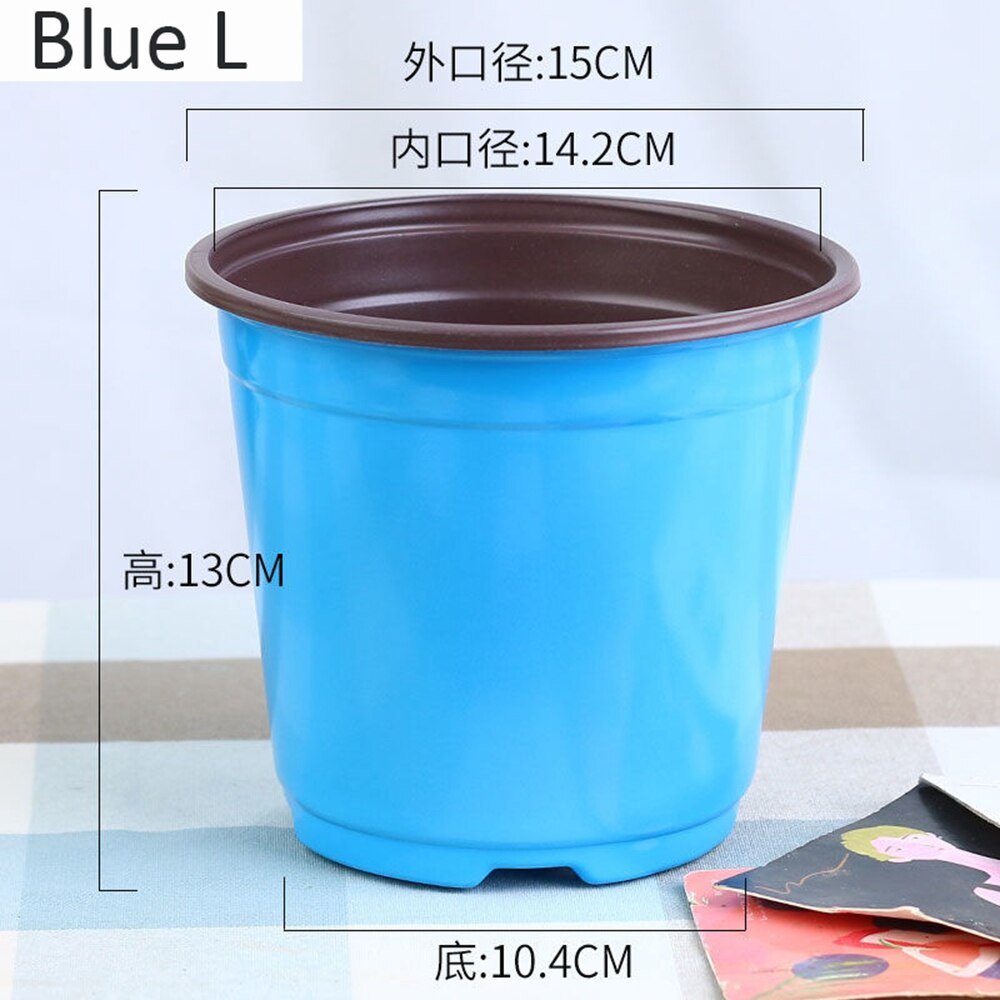 5Pcs Bloempot Dubbele Kleur Pot Kwekerij Planten Bassin Plastic Bloempot: Blue L