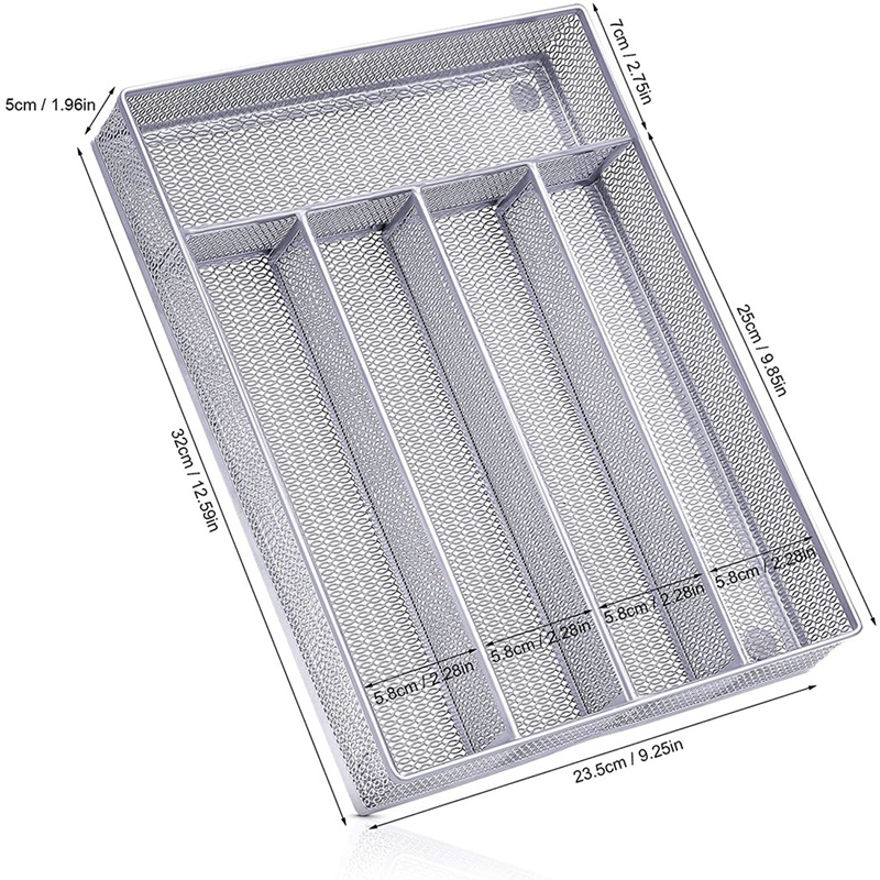 Cutlery Tray Organiser,Utensil Drawer Storage Organizer,Metal Mesh Organiser Tray with Anti-Slip Feet
