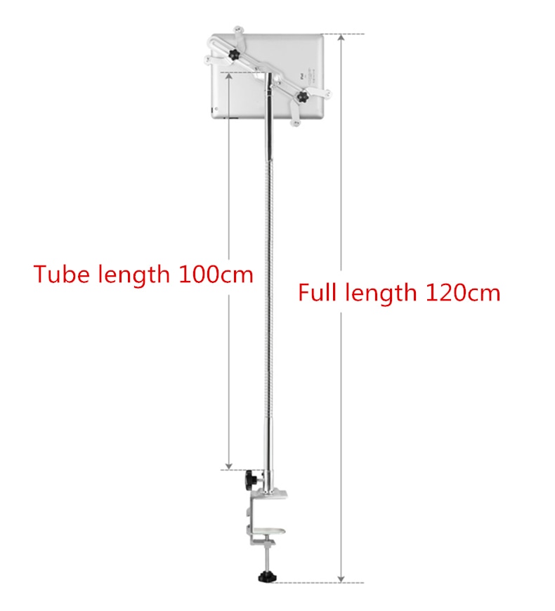 Pieno di Metallo Lungo Braccio Flessibile 120 centimetri 4-11 pollici Per Smartphone/Tablet Supporto Universale di Rotazione Letto Comodino Pigro stand per iPad Air 1 2 3