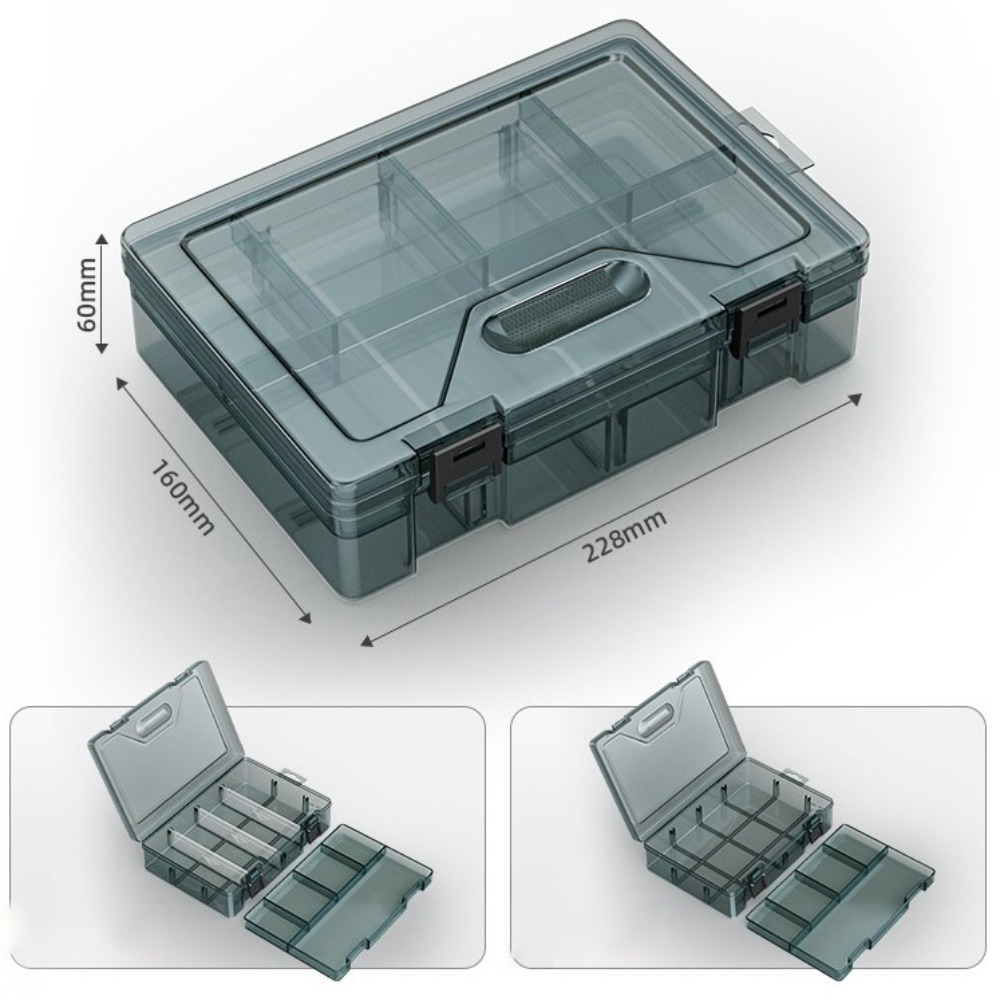 Verdickte Kunststoff Werkzeug Teile Kasten Bohrer Zubehör transparent Werkzeug Klassifizierung fallen Multifunktions Abnehmbare Gitter: Schwarz