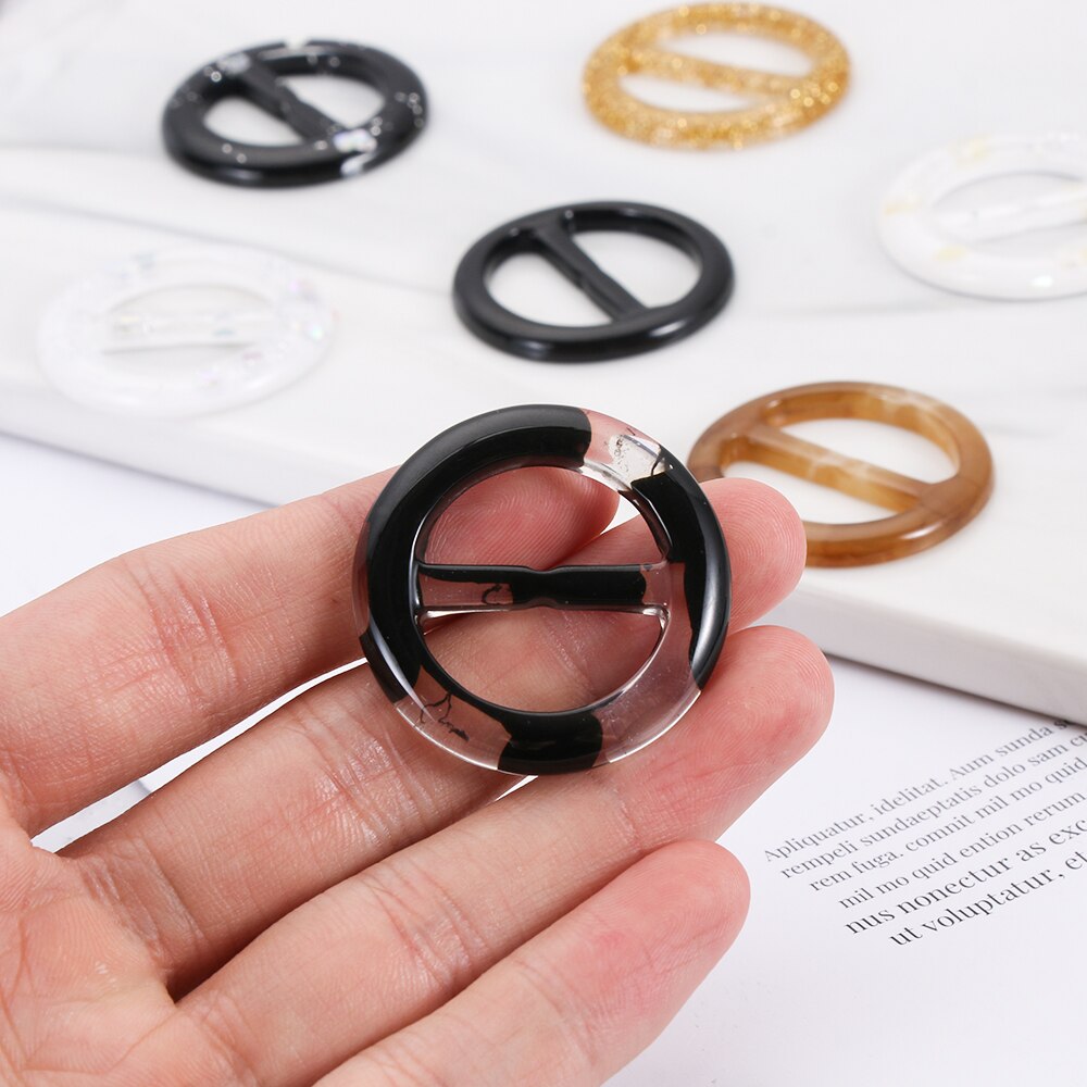 Round Resin Belt Buckle Scarf Clips Ring Adjust Buckle T-shirt Coat Waist Buttons DIY Clothing Decor Crafts Garment Accessories