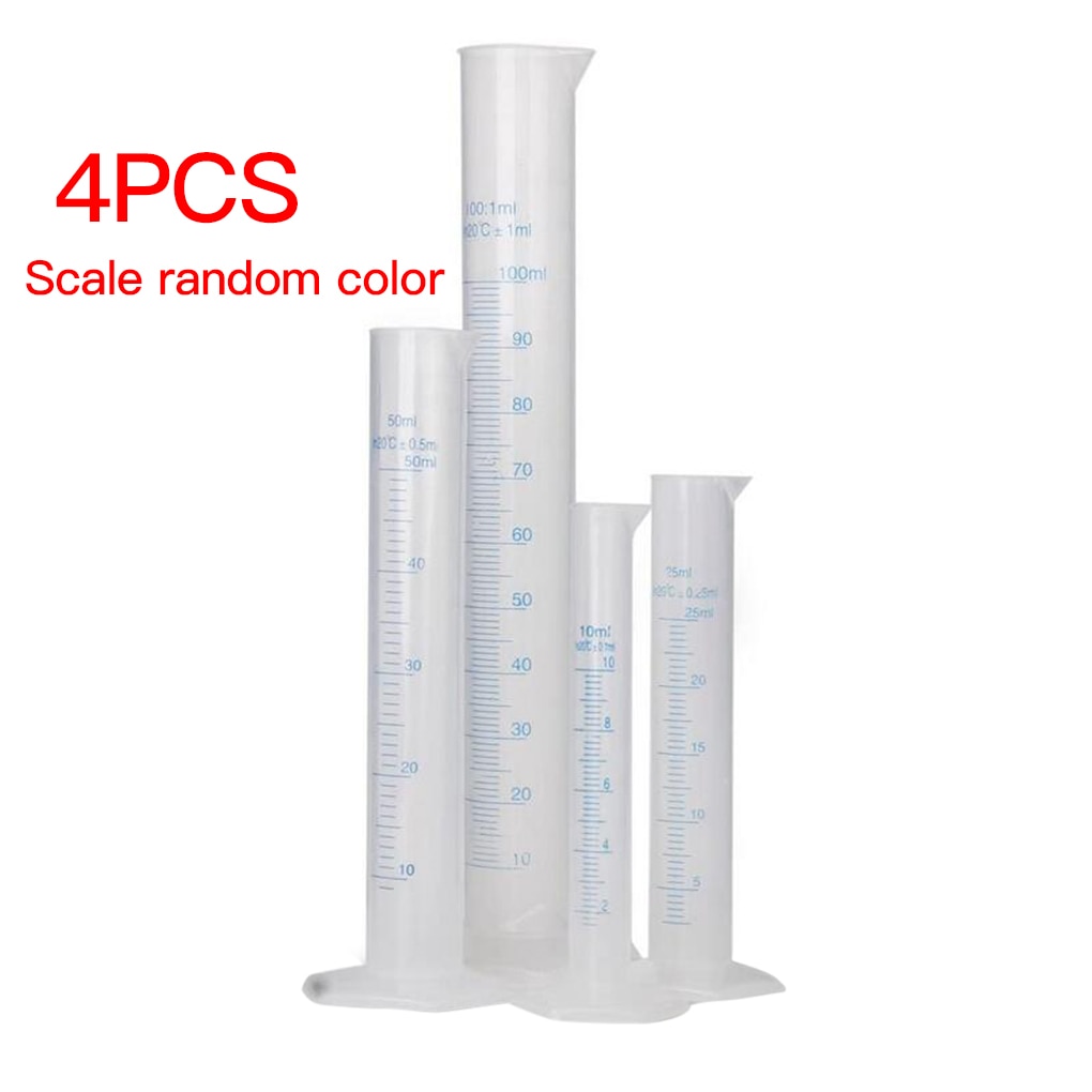 4pcs Plastic Graduated Cylinder Kitchen Laboratory Experiment Test Water Measurement Measuring Tube Cylinder: Default Title