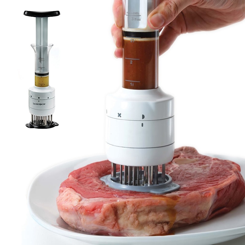 Rvs Vleesvermalser Naald Bbq Vlees Injector Marinade Smaak Spuit Keuken Gereedschap
