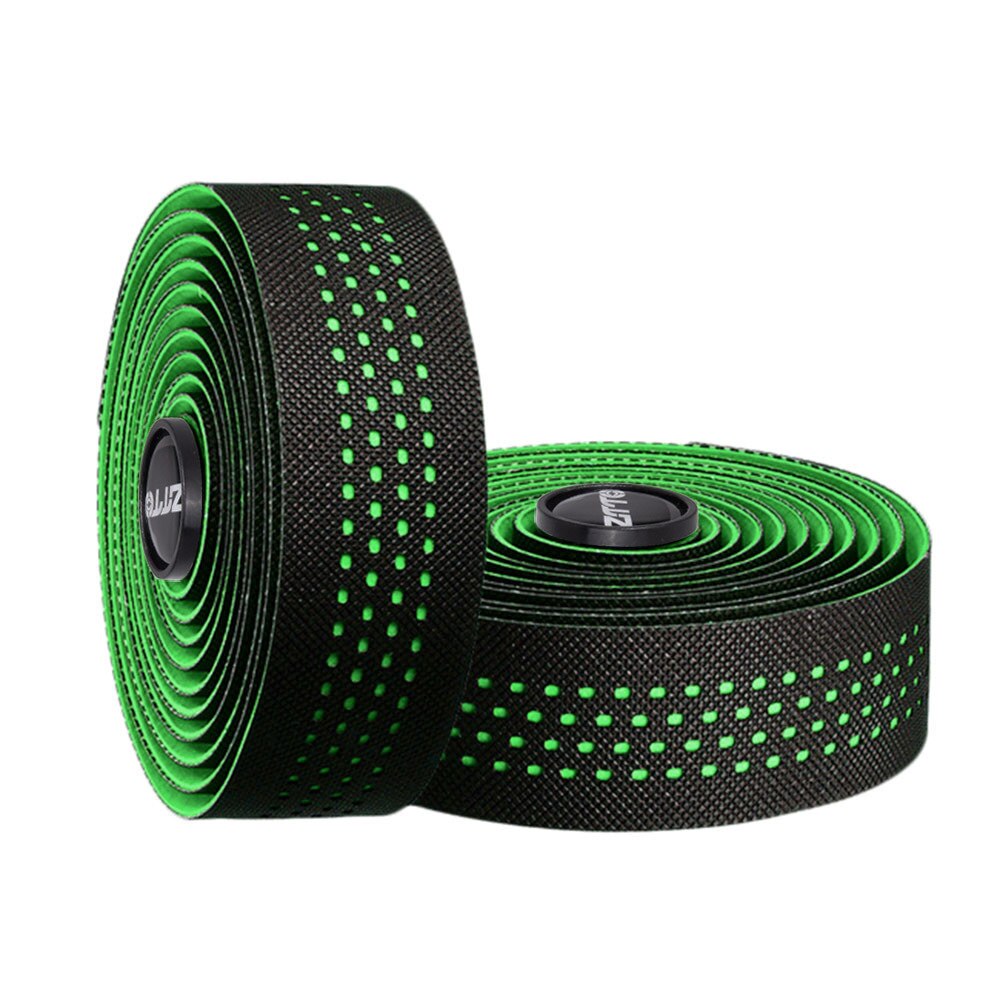 ZTTO Road Bike Bar Tape Toughness Vibration Damping Anti-Vibration EVA PU Bent Handlebar Bar Tape Handle belt Wrap+2 Bar Plugs: Green