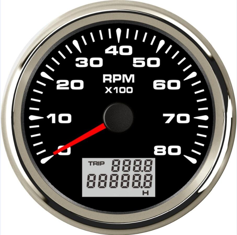 1pc Lowest Price 85mm Automotive Tachometers 0-3000RPM 6000RPM 8000RPM Ships Device Rev Counter with Hourmeter 8 Kinds Backlight