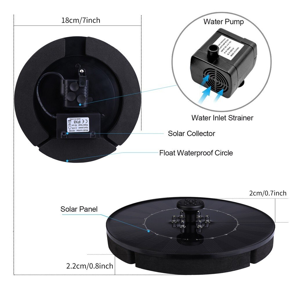 Led Solar Fontein Pomp 5V Vogelbad Power Pomp Drijvende Zonne-energie Fontein Drijvende Vijver Tuin Patio Decor J60