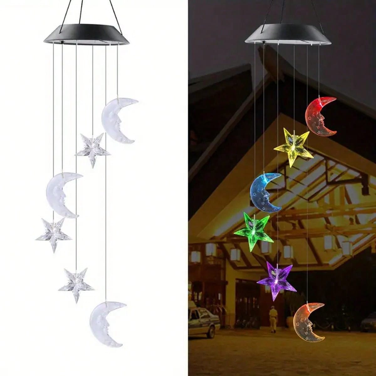 Campanas de viento que cambian de Color Solar, 6 LED RGB, cambios automáticamente de Color para el hogar, jardín, exterior, balcón, decoración, 1 Uds.: orange