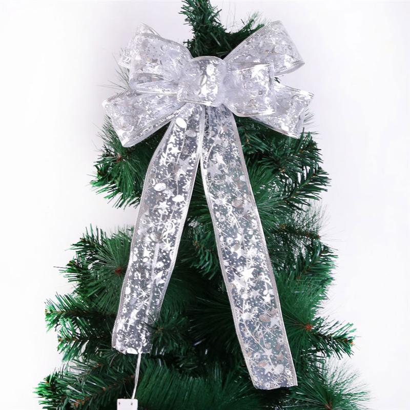 Zilveren Strik Opknoping Hanger Creatieve Afdrukken Boog Hanger Lichtgevende Strik Decor Kerstboom Opknoping Hanger Decoratieve