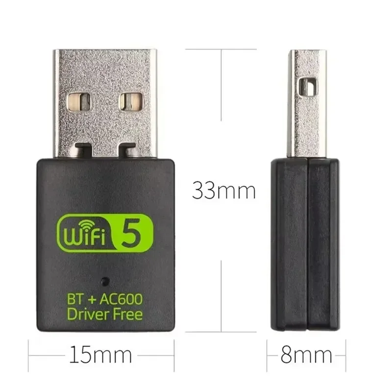 USB WiFi Bluetooth Adapter 600Mbps Dual Band 2.4Ghz 5Ghz Mini Wireless Network External Receiver RTL8821CU