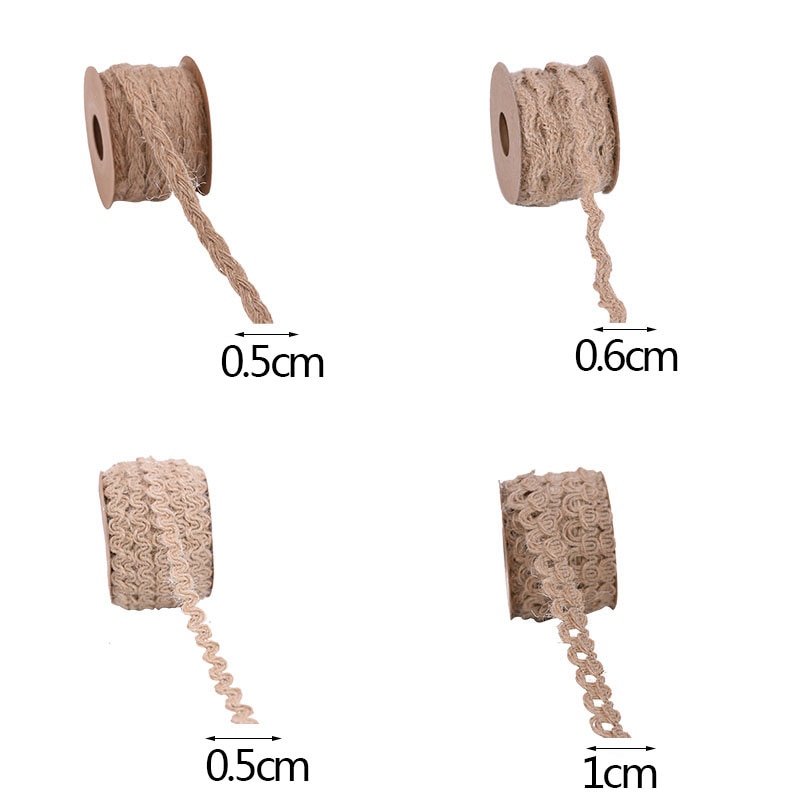 Cuerda de yute trenzada de arpillera Natural, 5 metros, cuerda de cáñamo tejida a mano, cuerdas para embalaje de , boda, evento, , decoración del hogar
