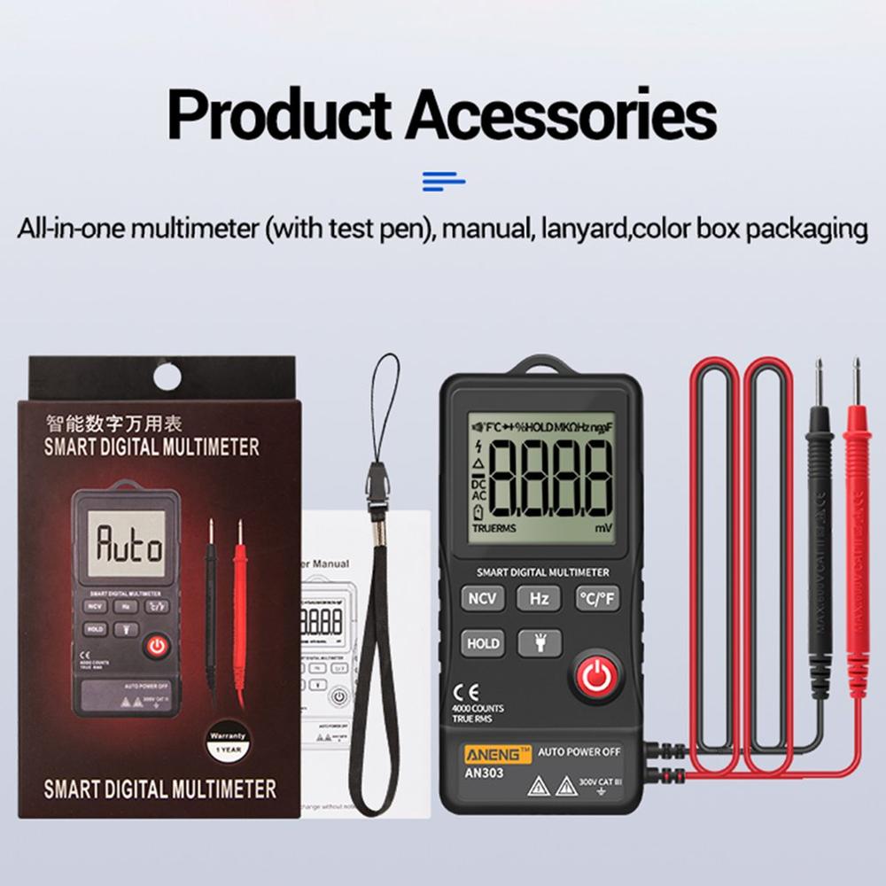 AN303 Mini True Rms Digital Multimeter 4000 Displa... – Grandado