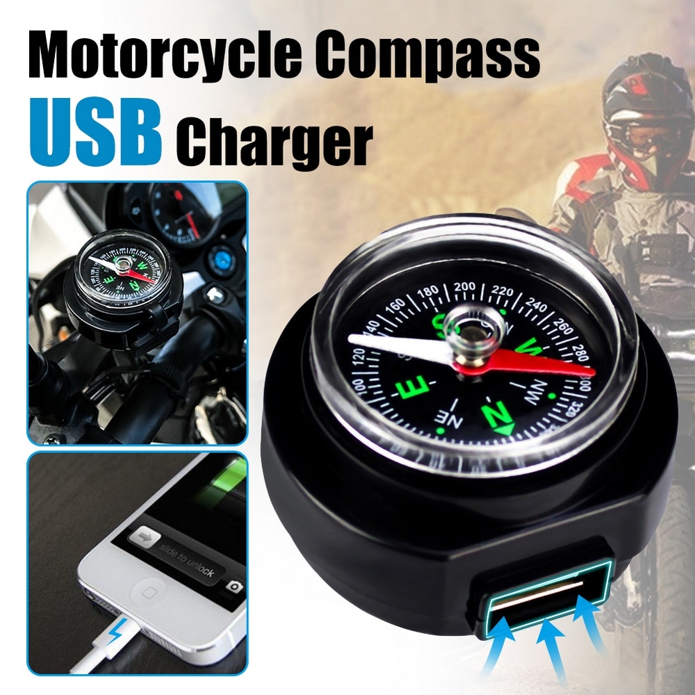Universal Motor 12V 24V Motorcycle Stuur Waterdichte Usb Charger Power Adapter Met Kompas Voor Mobiele Telefoons Gps