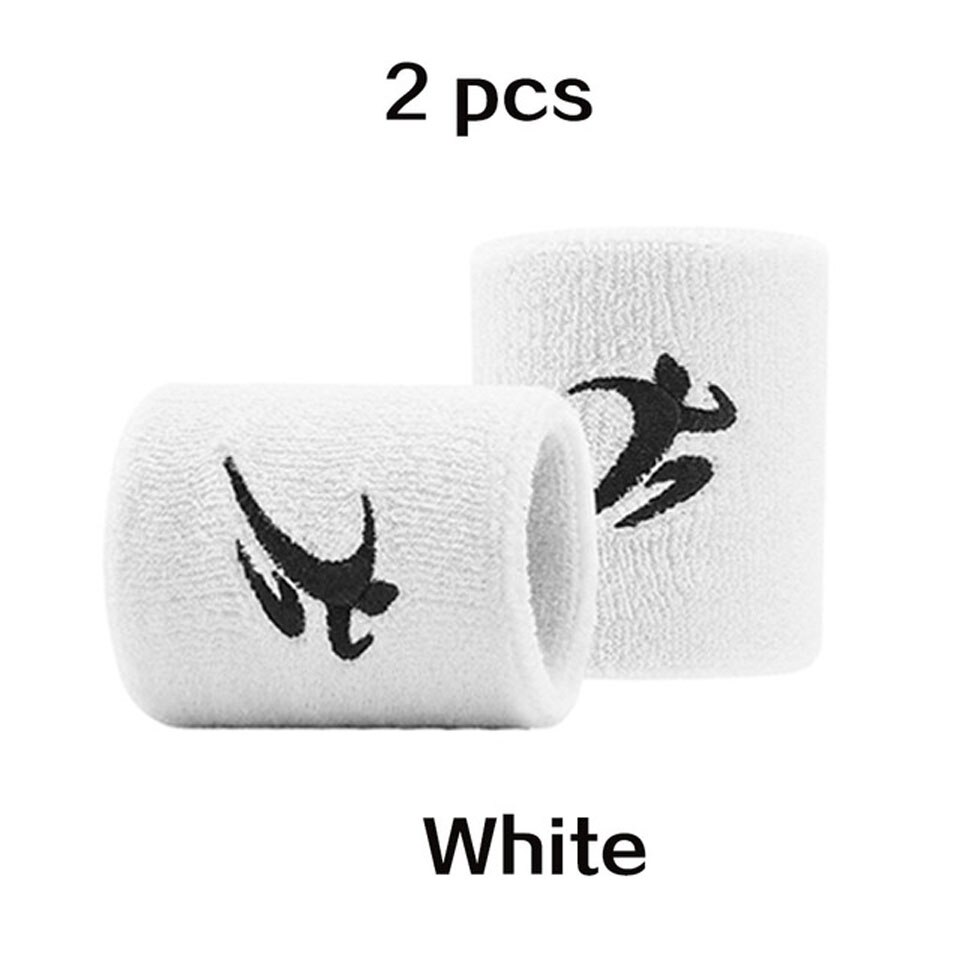 Braccialetti elastici in cotone palestra attrezzi per il Fitness supporto potenza sollevamento pesi impacchi da polso per pallacanestro Tennis Badminton Brace: 1 Pair White