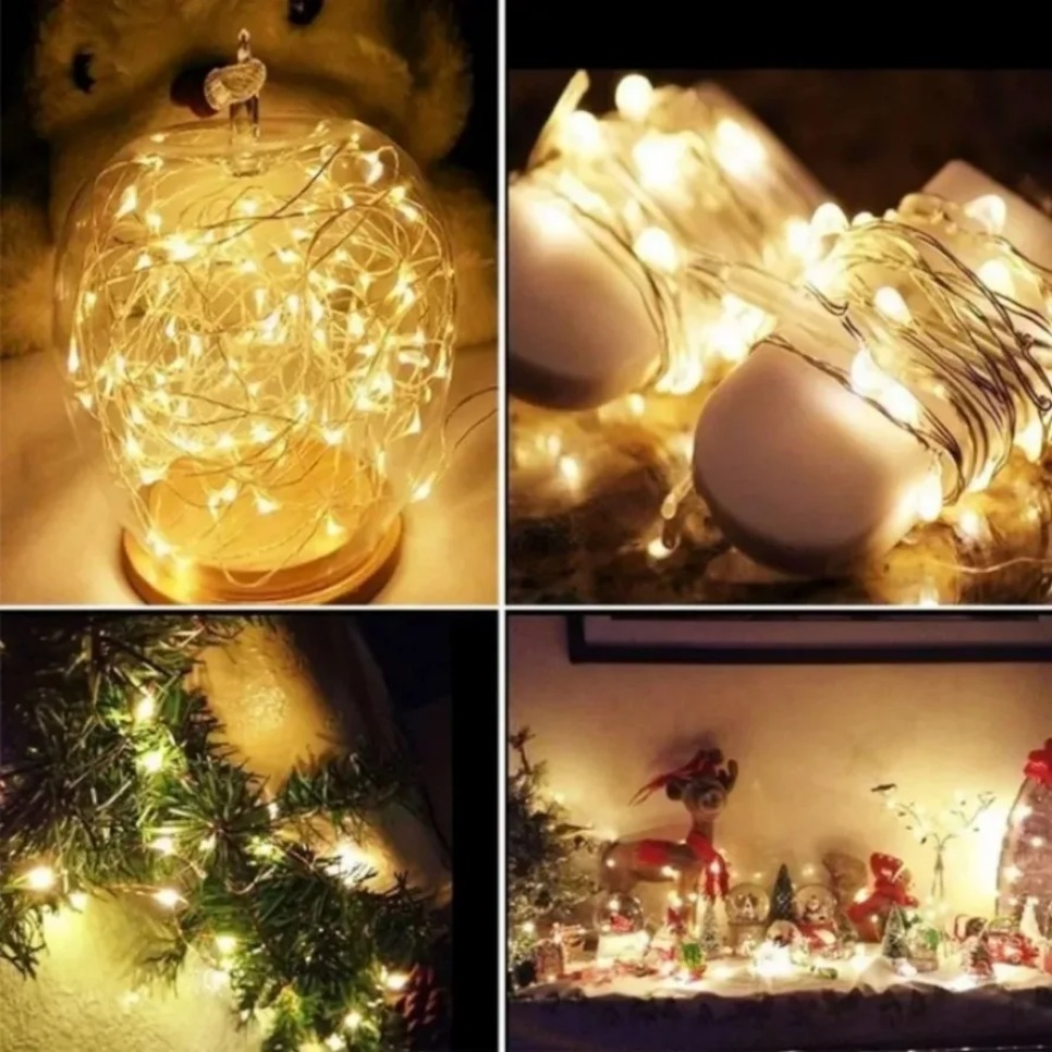 10LEDs/M Led Copper Wire Fairy Light 3V White LED String Lights Battery DIY Wedding Party Christmas Decoration Wreath Lights