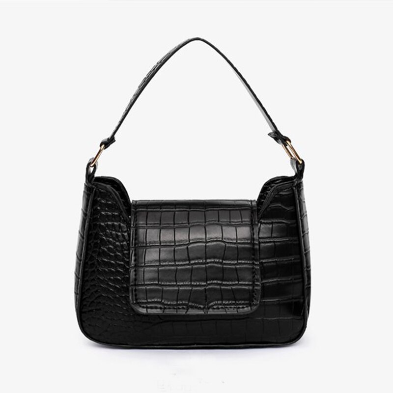 Mini Flap Tassen Trendy Pu Lederen Casual Handtassen Eenvoudige Leisure Vrouwelijke Steen Patroon Draagbare Snoep Kleur Zakken: black