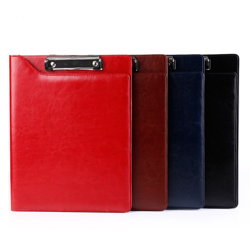 A4 PU leather File Folder Writing Pad Paper Clip Padfolio Business Conference Folder For Office School Supplies