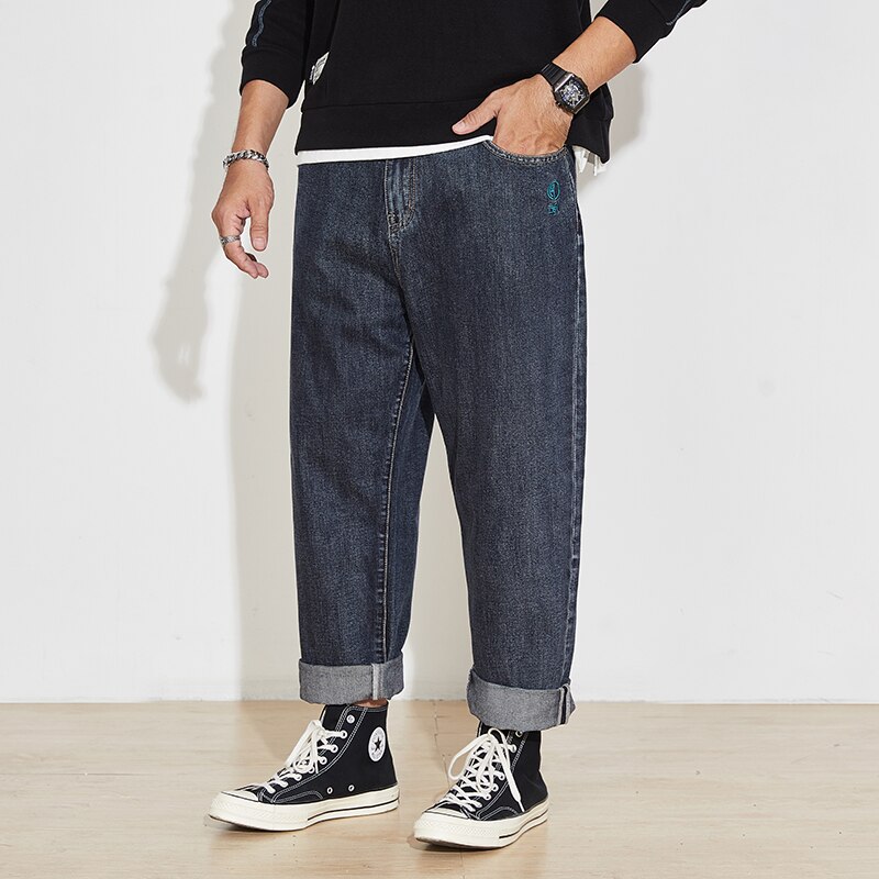 Pluss størrelse 5xl 6xl 7xl #39 harem jeans høst løse casual hip-hop stil street denim bukser merke herrebukser: Blå / Asia 7xl-46