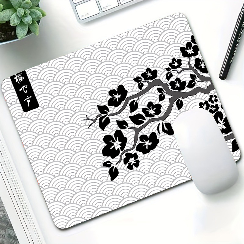 Tapis de souris Sakura rose, petits tapis de souris de jeu antidérapant, 22x18cm, Base en caoutchouc, tapis de bureau d'entreprise, pour tapis mignons: 40X30 CM / Bleu