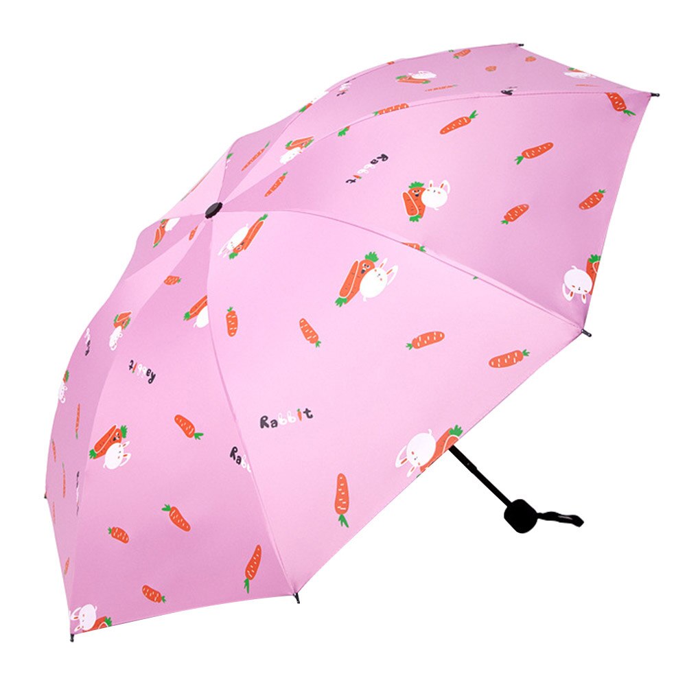 Ventes pliable marguerite carotte imprimé anti uv coupe-vent imperméable parapluie parasol portable adulte parasol parapluie anti-uv: Rose