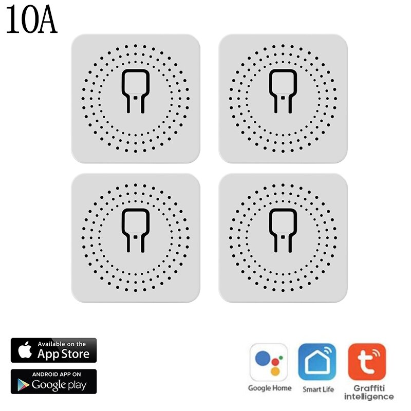 10A Diy Mini Smart Wifi Switch Ondersteunt 2 Manier Controle Smart Home Universele Module Werkt Met Alexa Google Thuis Smart leven App: 4PCS 10A