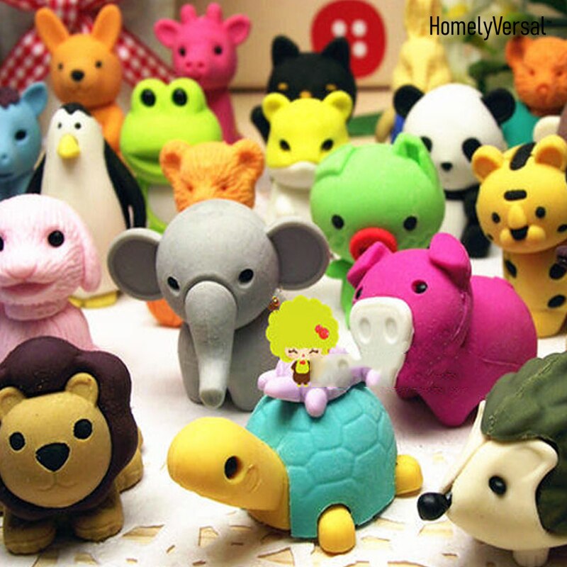 3 pcs Animals Cute Eraser School Office Supply rubber Student Exam Pencil Erasable Tool school Stationery