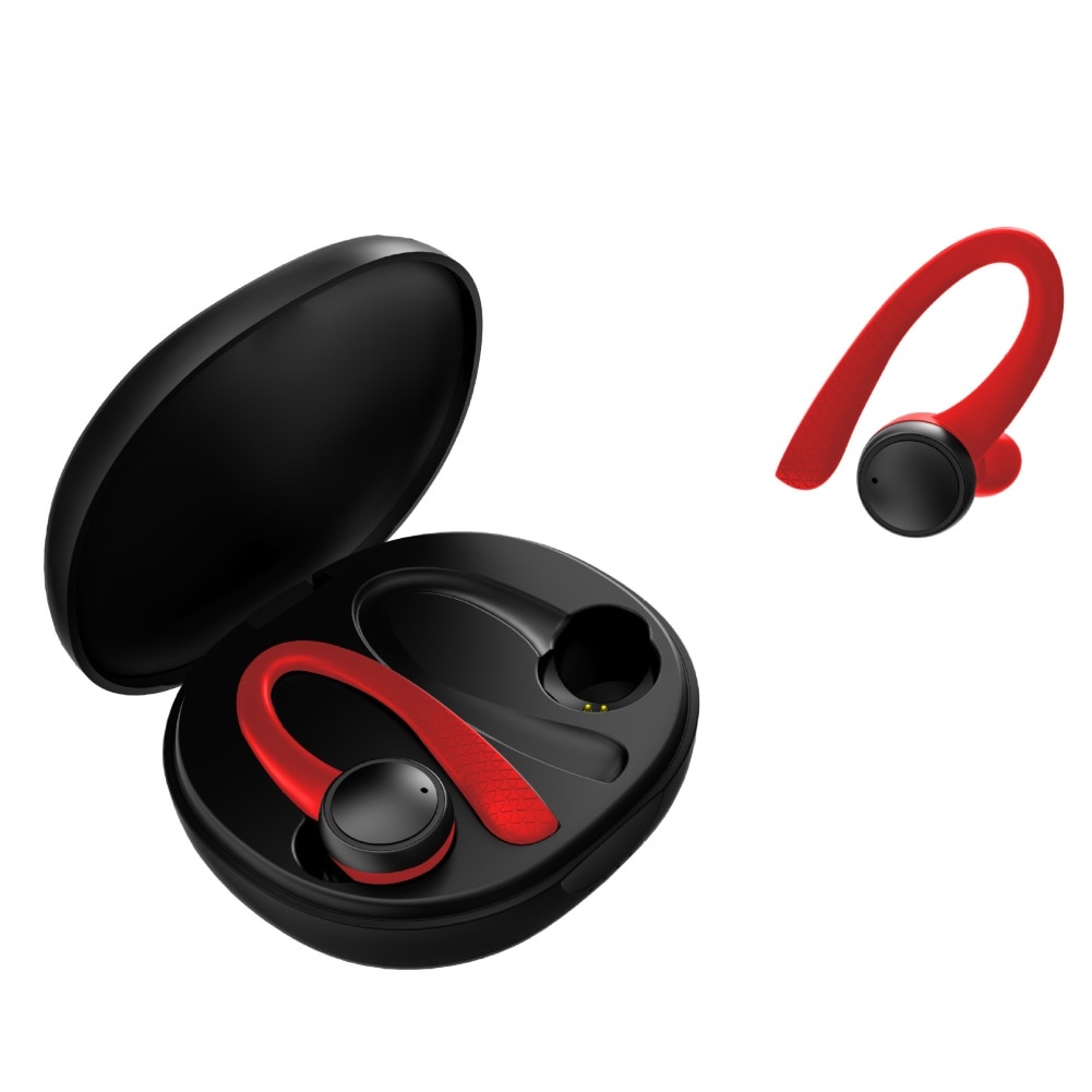 T7 pro tws trådløse bluetooth 5.0 øretelefoner musik hifi stereo sports mobiltelefon hd opkald in-ear øretelefon: Rød