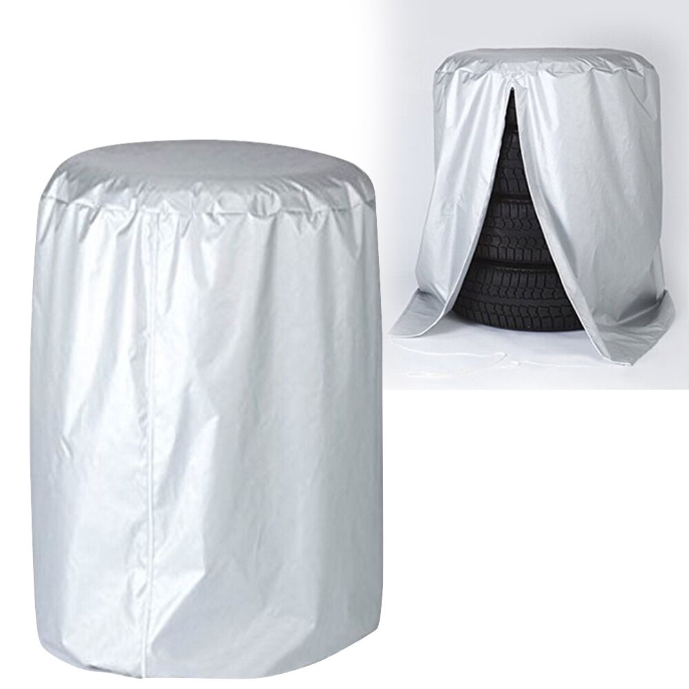 Car Outdoor Tire Cover Snow Tire Storage Bag Spare Cover Garage Tire Cover Protective Case Size (Silver)