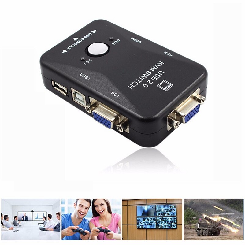 2Hafen USB 2,0 KVM schalten Umschalter VGA Manuelle Schalter 2in1 VGA Schalter 2in 1 Video VGA Schalter in und aus für Maus Tastatur Adapter