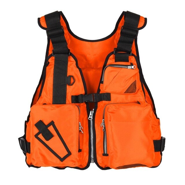 Adult Life Jacket Adjustable Multi Pocket Lifejacket Buoyancy Safe Sailing Kayak Canoeing Fly Fishing Watersport Aid Vest: Orange