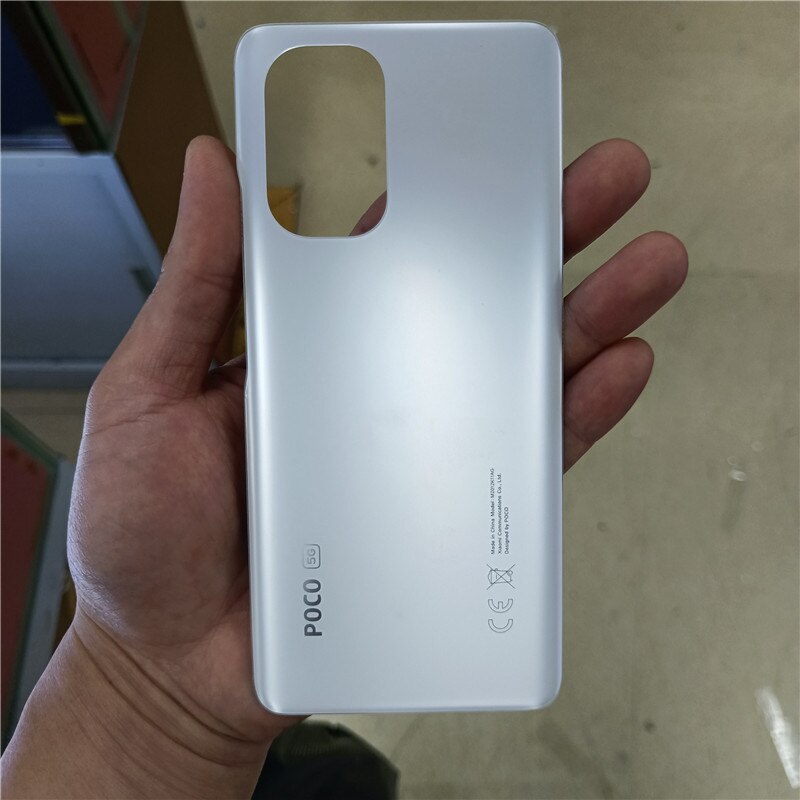 Original For Xiaomi POCO F3 5G Glass Battery Back Cover Housing Case+ Adhesive Sticker For Xiaomi POCO F3 Battery cover: White No Lens