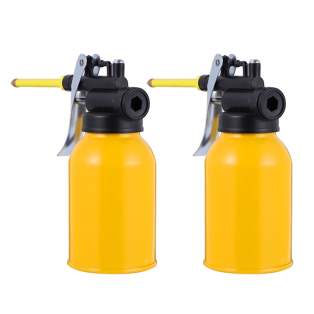 2 Pcs 250ml High Pressure Oil Pot Pump Oil Can Aluminium Oiler(Yellow)