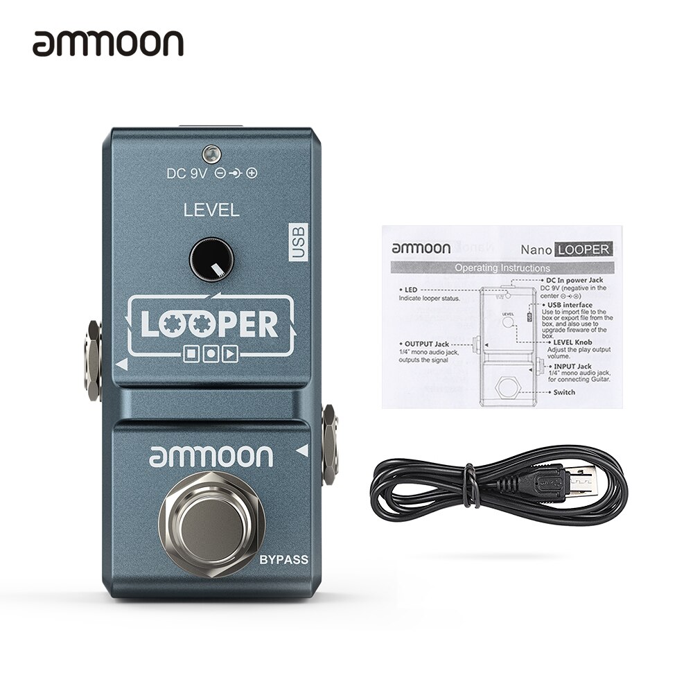ammoon POCK LOOP Looper Guitar Effect Pedal 11 Loopers Pedal Loop Electric Guitar Pedal Reverse True Bypass Guitar Accessories: AP-09 Grey