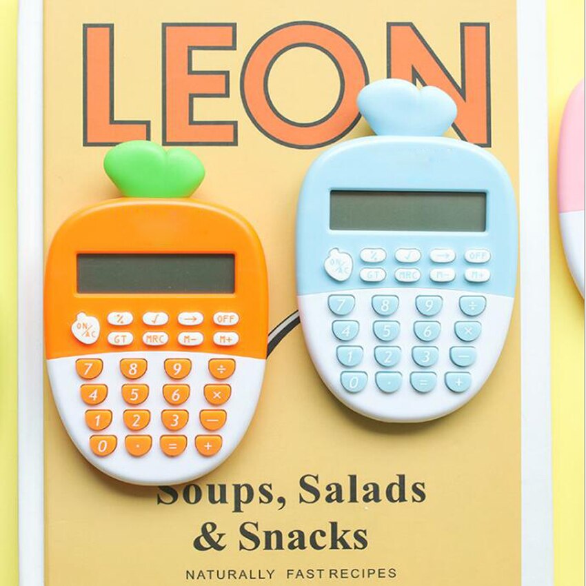 Portable Cute cartoon 12-Digit carrot calculator, plastic LED display Student Exam Finance Calculator Math counting calculator