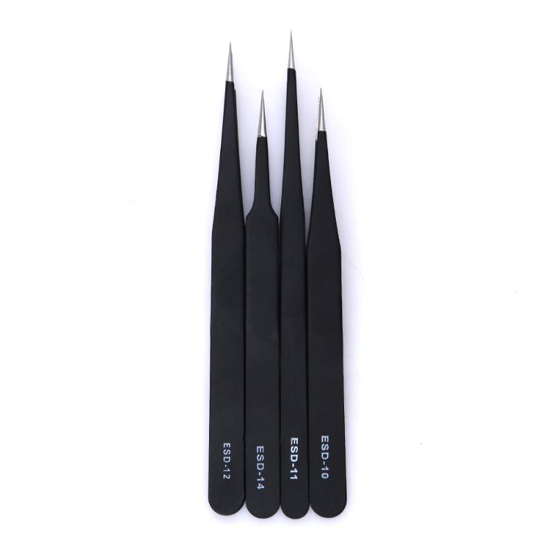 6pcs Safe Stainless Steel Anti-static Tweezers Maintenance Tool Kits Mobile phone repair tool for iphone Tool ESD10, ESD11