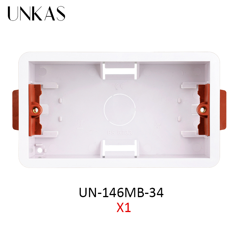 UNKAS Dry Lining Box For Gypsum Board / Drywall / Plasterboad 34mm Depth Wall Switch Socket 86mm / 146mm / 172mm Cassette: 1 Unit 146MB-34