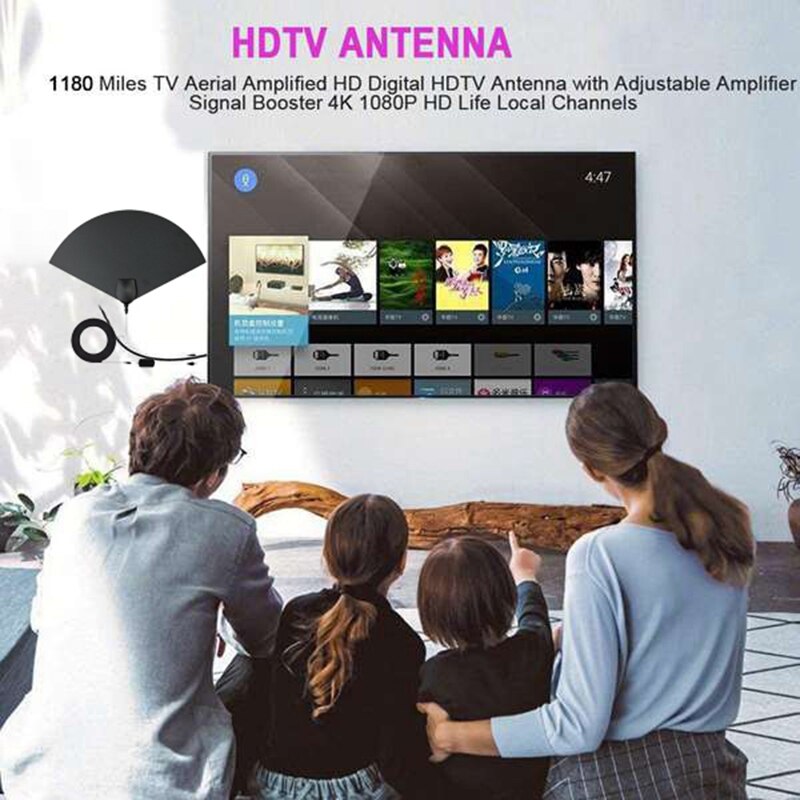 HD Digital TV Antenna Long 50-80 Miles Range Older TV's Indoor Powerful HDTV Amplifier Signal Booster: Default Title
