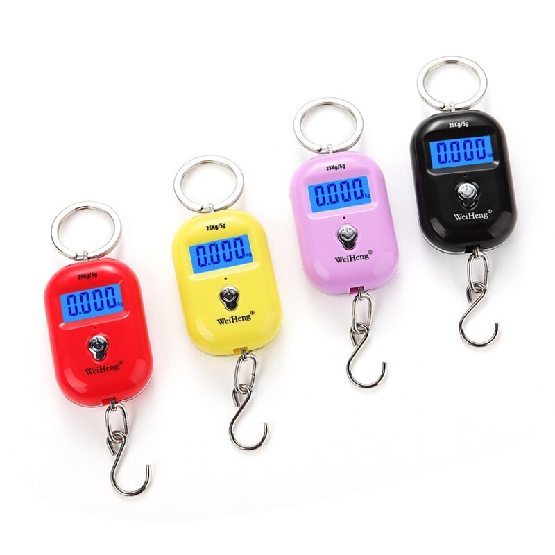25kg 5g Pocket Digital Scale Portable Mini Electronic Luggage Hook Scale LCD Fish Food Kitchen Hanging Steelyard Weight Balance