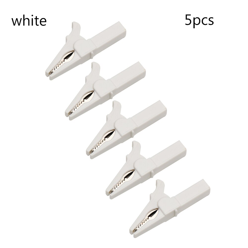5Pcs 55X35Mm Hv Alligator Clip Batterij Test Clip Voor Banana Plug Multimeter Pen Kabel Probes Krokodil clip Batterij Auto Auto: white