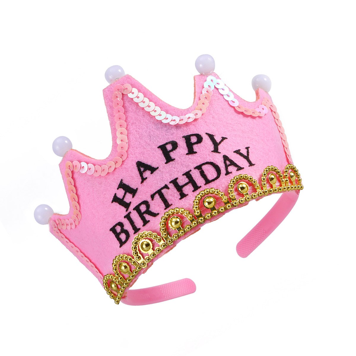 LED Light Birthday Party Hats Crown King Birthday Party Caps for Kids ) - Red Color