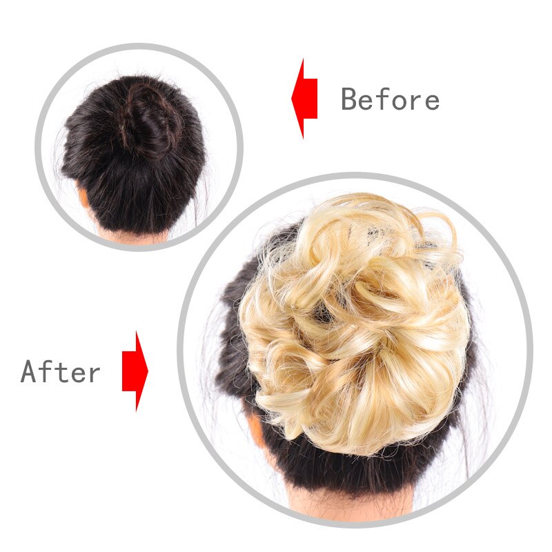 LVHAN Women's Curly Chignon With Elastic Rubber Band Synthetic Scrunchie Wrap Hair Messy Bun Hairpieces