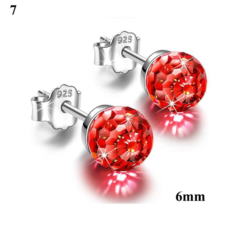 6/8mm kleurrijke oorbellen met strass-steentjes, veelkleurige bolvormige oorknopjes, kristallen oorbellen, kristallen oorbelaccessoires voor dames