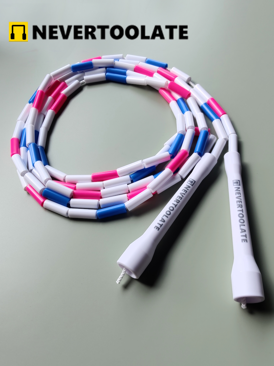 NEVERTOOLATE JR013P 2.9METER (BEADING LENGTH 2.75M) HARD BEADS BEADED SKIPPING JUMP ROPE FITNESS FRESTYLE JIMMY CROSSFIT: Light Grey