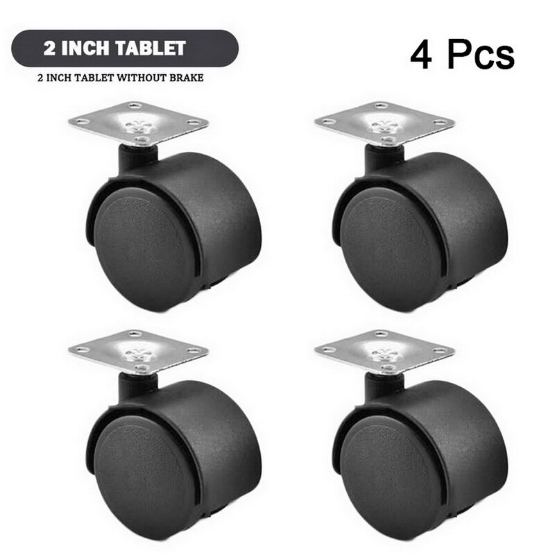 4 stücke Universal- stumm schwenken Rollen Möbel Rad Rolle Weiß PP Nylon Dual 360 Grad Rolle Rad Für Plattform Wagen stuhl: 2Zoll Nein Bremse