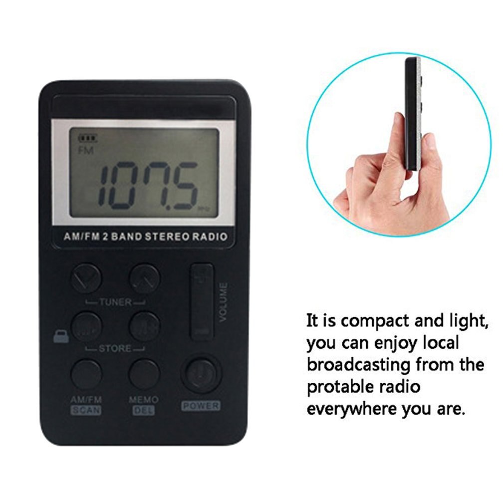 Mini Portable Radio Handheld Digital AM FM USB TF MP3 Player Speaker Rechargeable