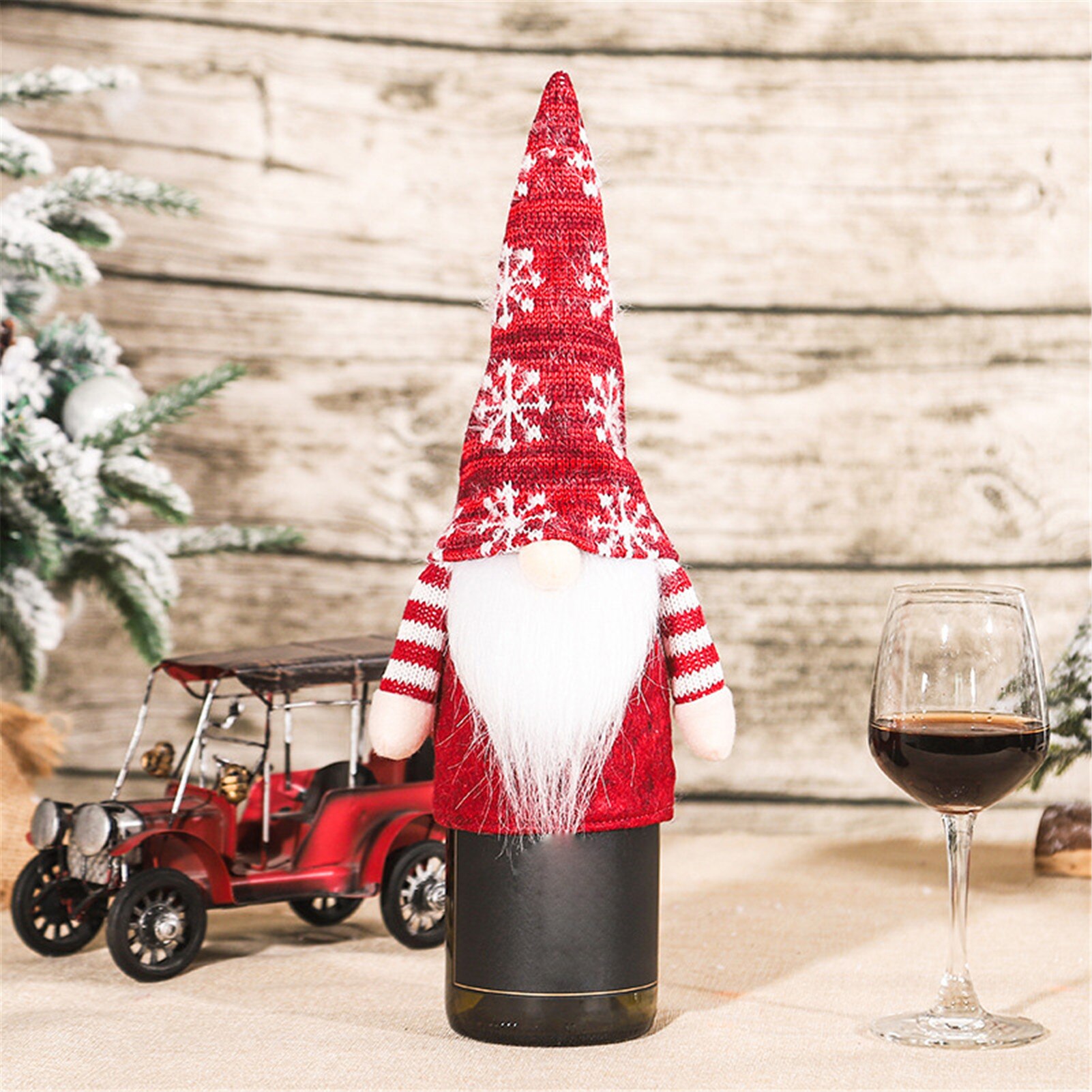 Décoration de bouteille de vin Tomte, Gnome suédoise, couverture de bouteille de vin, décoration de Table pour le dîner du nouvel an, peluche du père noël scandinave