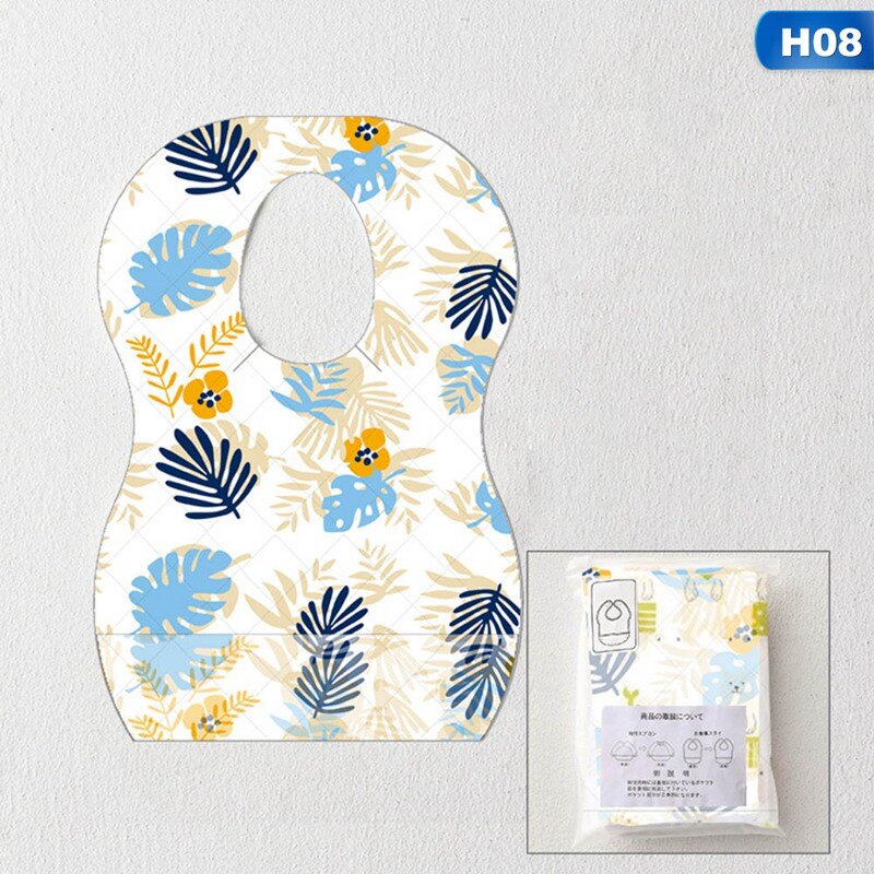 10Pcs/Lot Disposable Bibs Portable Baby Toddler Bibs Feeding Saliva Apron Paper Bibs Child Kids Waterproof Non-Woven Fabric Bibs: H08