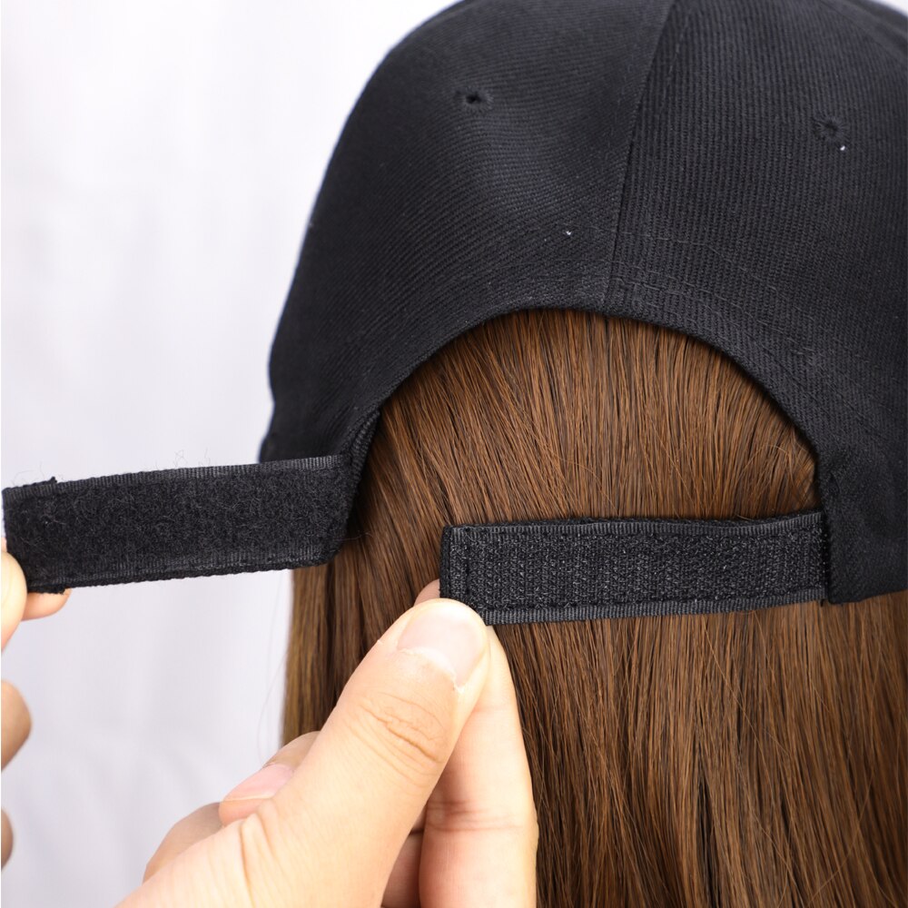 Baseball Hat with Hair Attached for Women Extension Synthetic Short Bob Hairstyles Hat Easy to Use Adjustable Black Baseball Hat