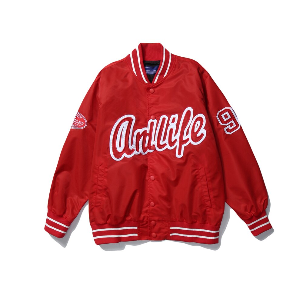 Heren bomberjacks honkbal heren anorak hiphop streetwear jassen heren casual honkbaluniform jassen kleding: Rood / Xl