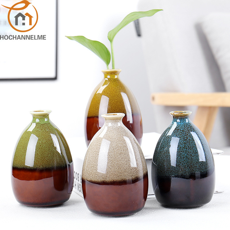 Vases à fleurs modernes pour la maison vase en céramique décoration fleur glaçure fleur accessoires pour la maison ornements artisanaux en céramique plante verte