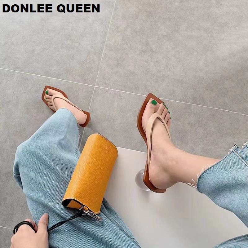 Zomer Slippers Slippers Helder Transparant Med Hak Slides Ronde Bal Hak Slipper Sandalen Voor Party Schoenen Vrouwen